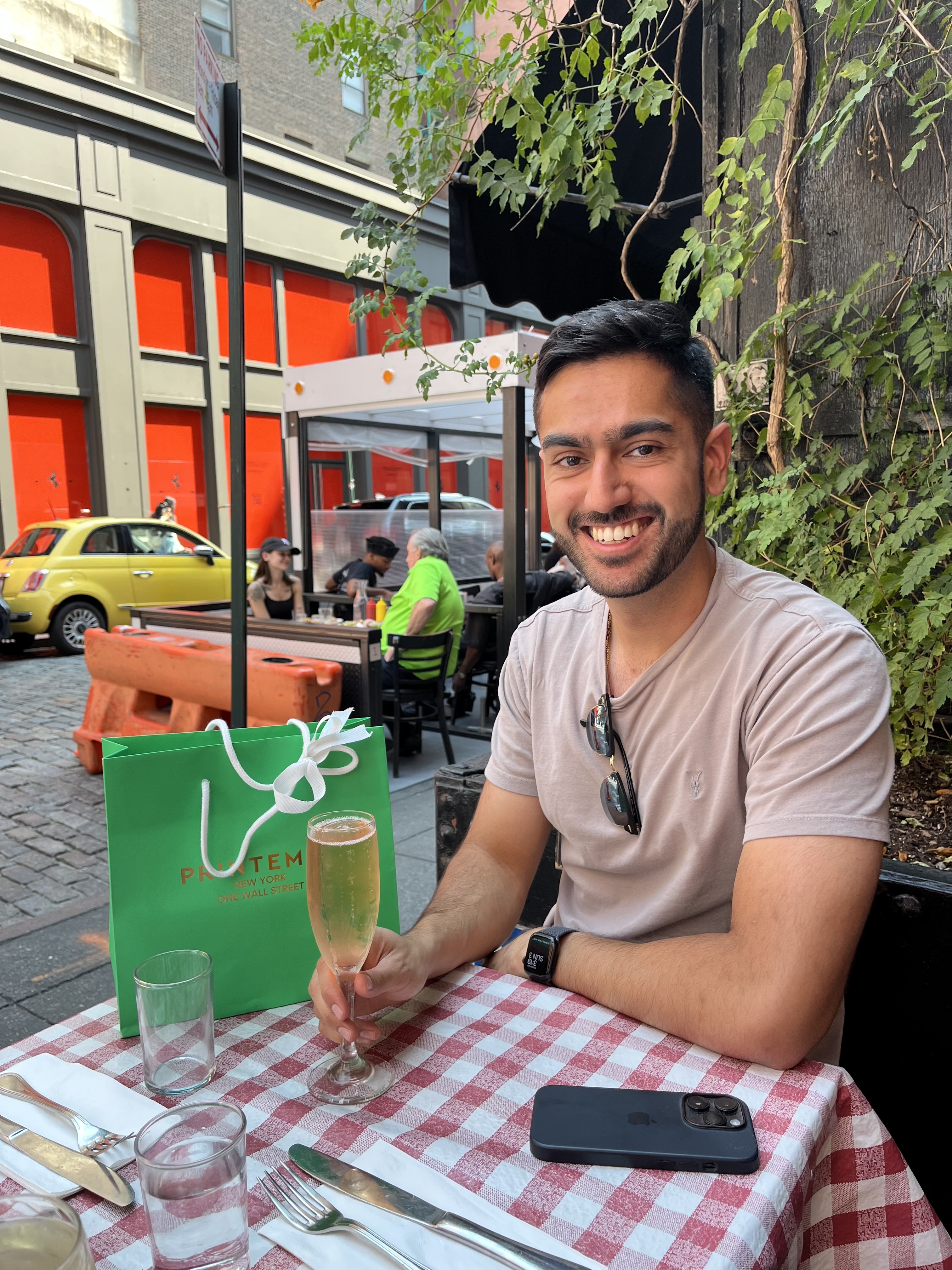 Out in Soho with champagne